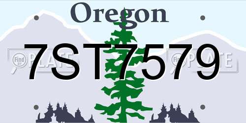 7ST7579 Oregon License Plate