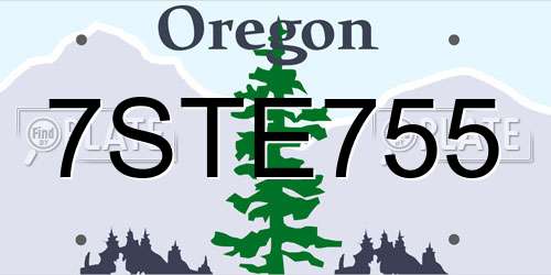 7STE755 Oregon License Plate