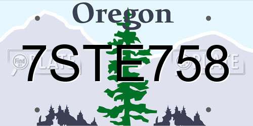 7STE758 Oregon License Plate