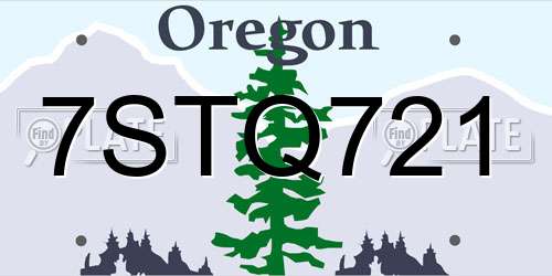 7STQ721 Oregon License Plate