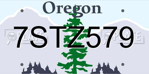 7STZ579 Oregon License Plate