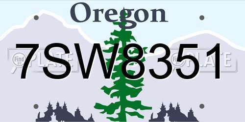 7SW8351 Oregon License Plate