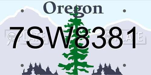 7SW8381 Oregon License Plate