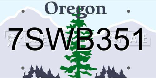 7SWB351 Oregon License Plate