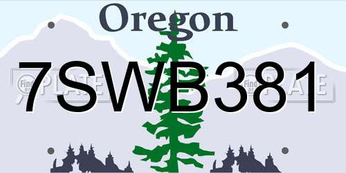 7SWB381 Oregon License Plate