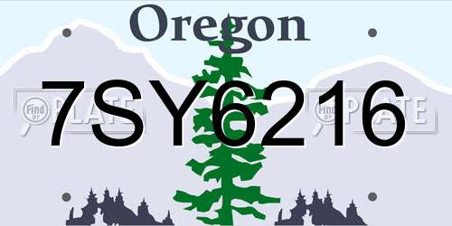7SY6216 Oregon License Plate