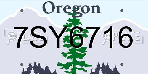 7SY6716 Oregon License Plate