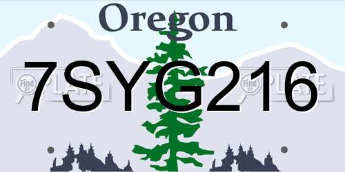 7SYG216 Oregon License Plate