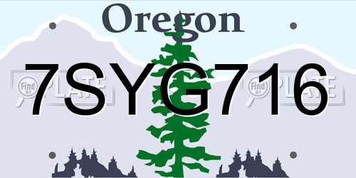 7SYG716 Oregon License Plate