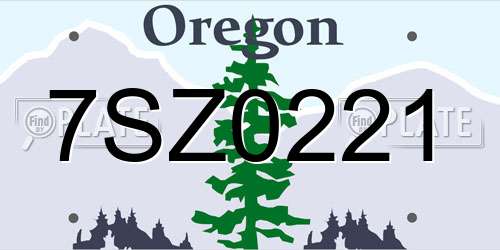 7SZ0221 Oregon License Plate