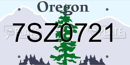 7SZ0721 Oregon License Plate