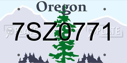 7SZ0771 Oregon License Plate