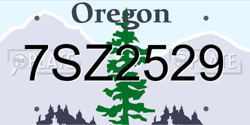 7SZ2529 Oregon License Plate