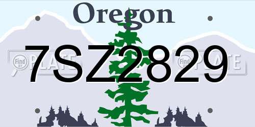 7SZ2829 Oregon License Plate