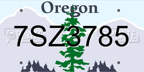 7SZ3785 Oregon License Plate