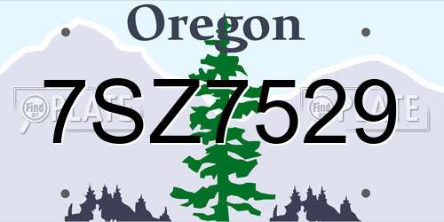 7SZ7529 Oregon License Plate