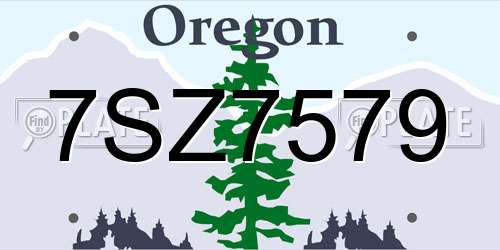7SZ7579 Oregon License Plate
