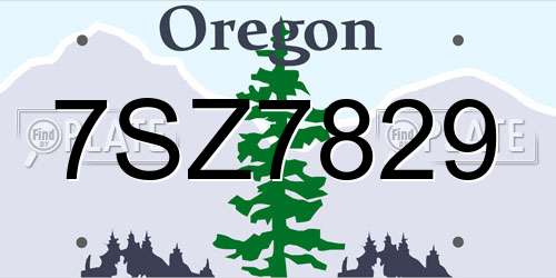 7SZ7829 Oregon License Plate