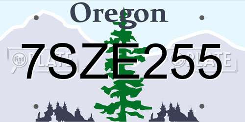 7SZE255 Oregon License Plate