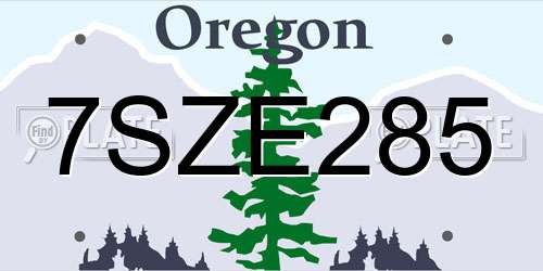7SZE285 Oregon License Plate