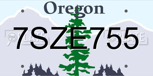 7SZE755 Oregon License Plate