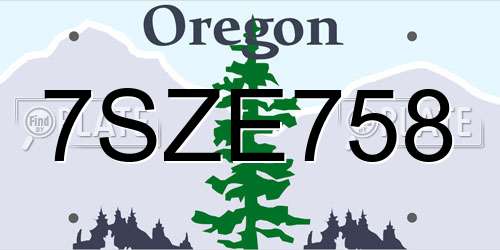 7SZE758 Oregon License Plate