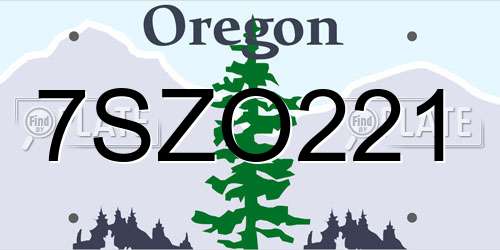 7SZO221 Oregon License Plate
