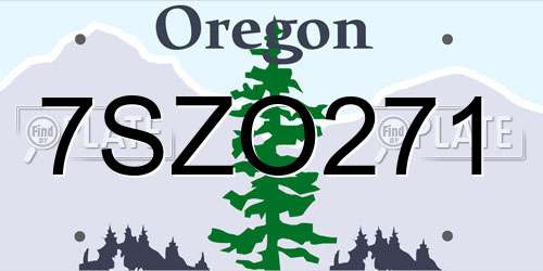 7SZO271 Oregon License Plate