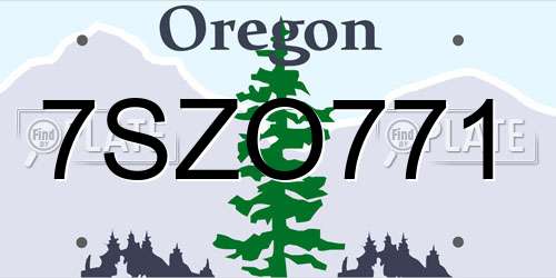 7SZO771 Oregon License Plate