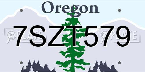 7SZT579 Oregon License Plate