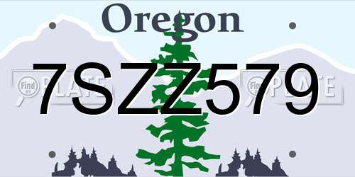 7SZZ579 Oregon License Plate