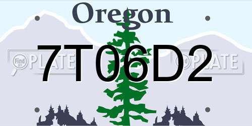 7T06D2 Oregon License Plate