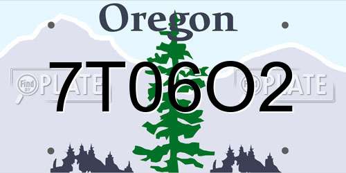 7T06O2 Oregon License Plate