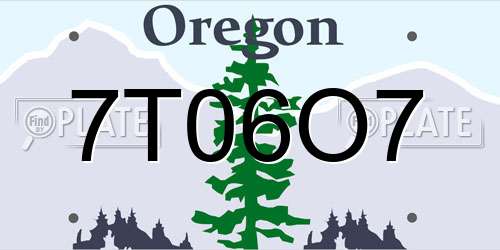 7T06O7 Oregon License Plate