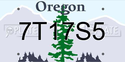 7T17S5 Oregon License Plate