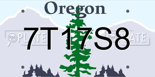 7T17S8 Oregon License Plate