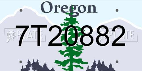 7T20882 Oregon License Plate