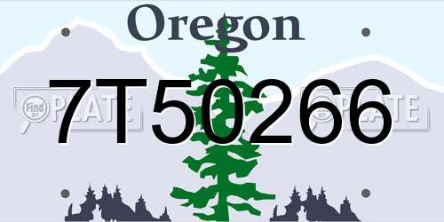 7T50266 Oregon License Plate