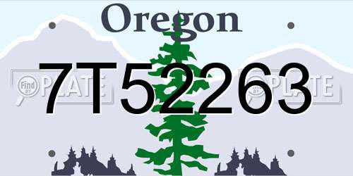 7T52263 Oregon License Plate