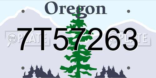 7T57263 Oregon License Plate