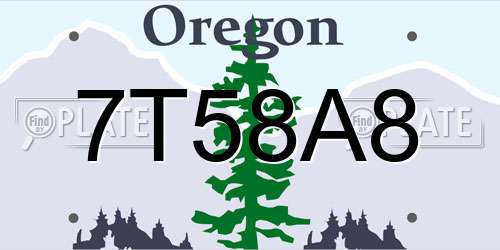 7T58A8 Oregon License Plate