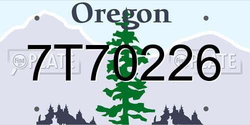 7T70226 Oregon License Plate