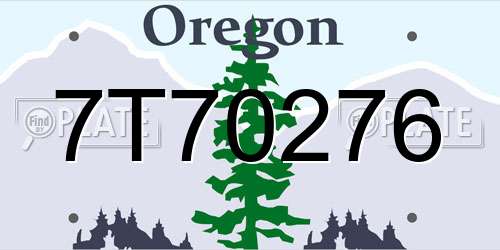 7T70276 Oregon License Plate