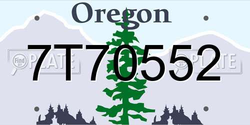 7T70552 Oregon License Plate