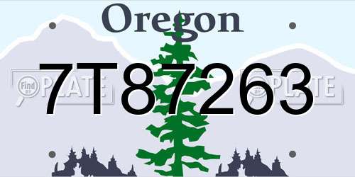 7T87263 Oregon License Plate