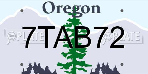 7TAB72 Oregon License Plate