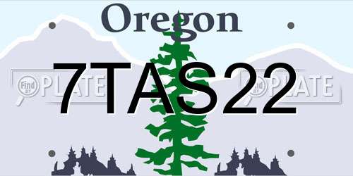 7TAS22 Oregon License Plate