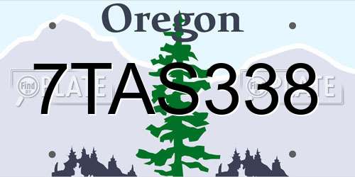 7TAS338 Oregon License Plate