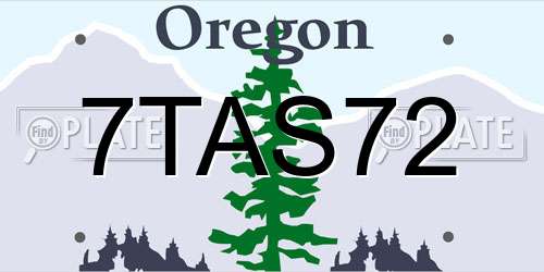 7TAS72 Oregon License Plate