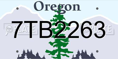7TB2263 Oregon License Plate